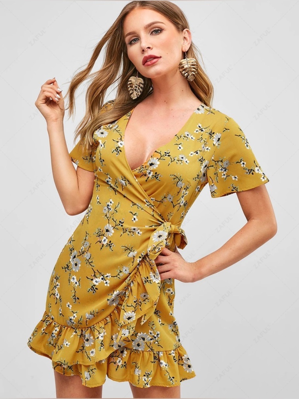 Zaful Yellow Floral Dress